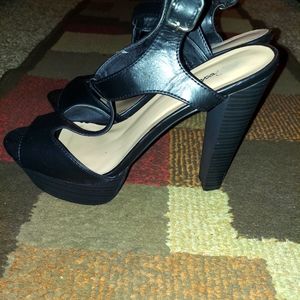 Black leather heel